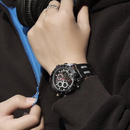 NAVIFORCE New Watches Men LED Digital Quartz Male Clock Military Sport Chronograph Silicone Waterproof Fashion Wrist Watch 2021