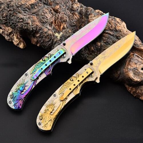 Damascus tactical Military Knife Fast Open Pocket Knife Steel Hunting Outdoor Camping Folding knife Self-Defense Survival Knife