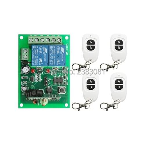 DC12V 2CH RF Wireless Mini Switch Relay Receiver Remote Controllers & 4* White AB keys Waterproof Transmitter Toggle Momentary