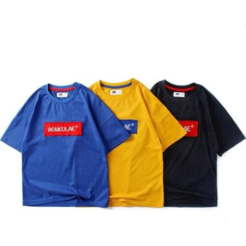 Yocute Clothes For Teens Childrens Summer T-shirt 2021 New Boys Korean Short Sleeve T-shirt Cotton Fashion 5-12 Year Kids Top