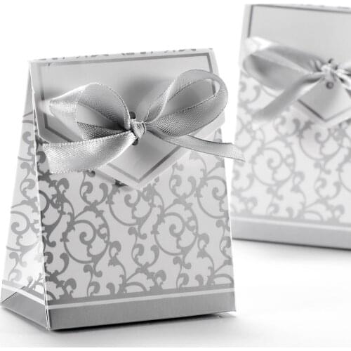 50x Boite a Dragee Wedding Decoration Accessory Table Baptism Flower Fete Argente gift box silver fancy gift boxes