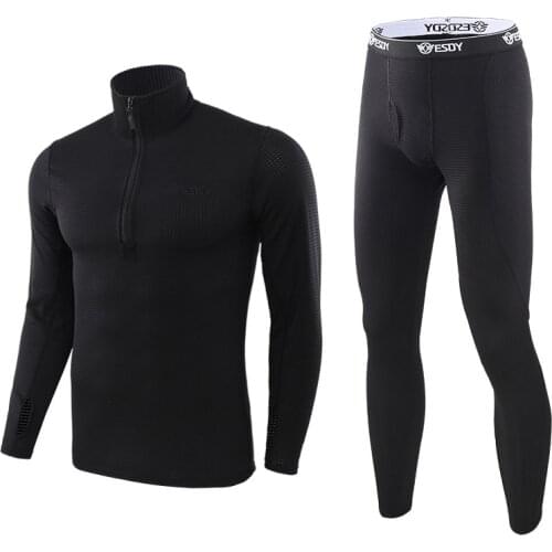 ESDY Winter Thermal Underwear Sets Fleece Sweat Fitness Warm Long Johns Quick Drying Anti-microbial Underwear Sports Gym Clothes