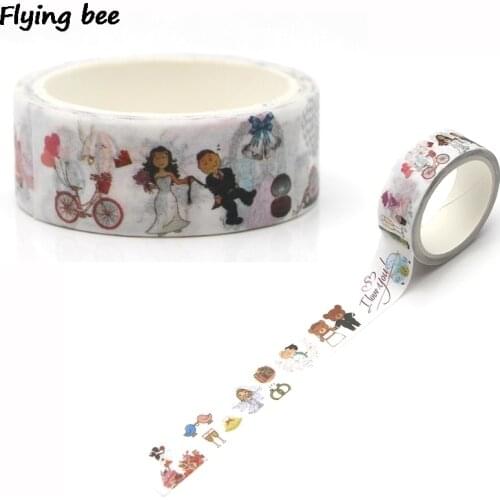 Flyingbee 15mmX5m Paper Washi Tape Wedding Creative Adhesive Tape DIY Scrapbooking Sticker Label Masking Tape X0258