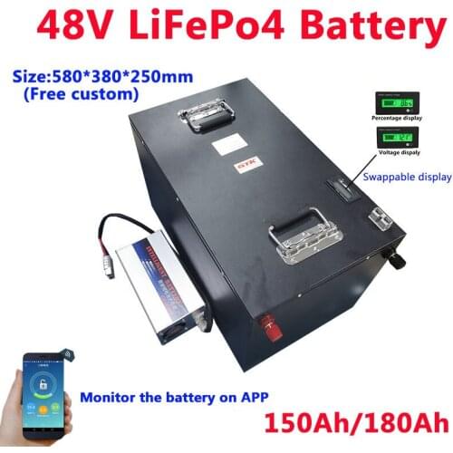 GTK solar batteries 48V 150Ah 180Ah lifepo4 battery pack with display APP operation for powerful camper 48v inverter+20A charger
