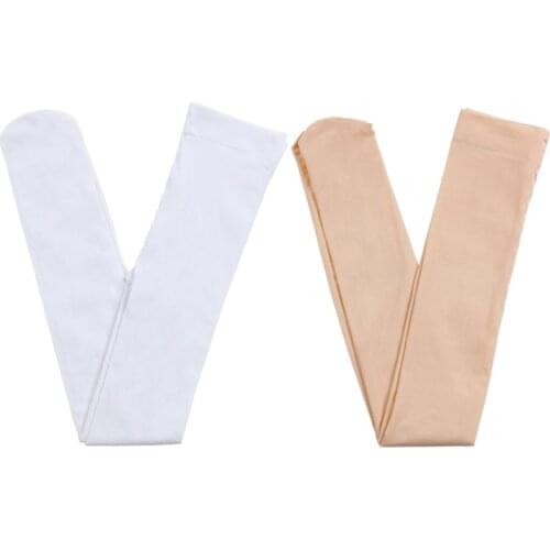 Girls Footed Ballet Dancing Tights Microfiber Velvet White Nude Performance Dance Stockings Pantyhose With Gusset Gym Tights