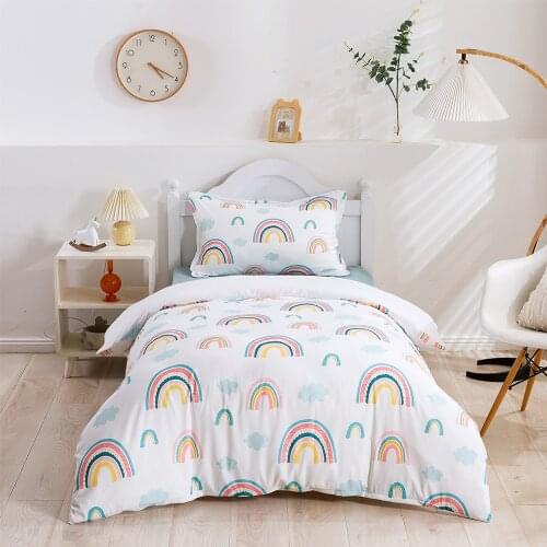 Rainbow Bedding Set Luxury Cartoon Duvet Cover Set Custom Kawaii Bed Quilt Cover Cute Bed Set Queen Size Kids Baby Home Textile