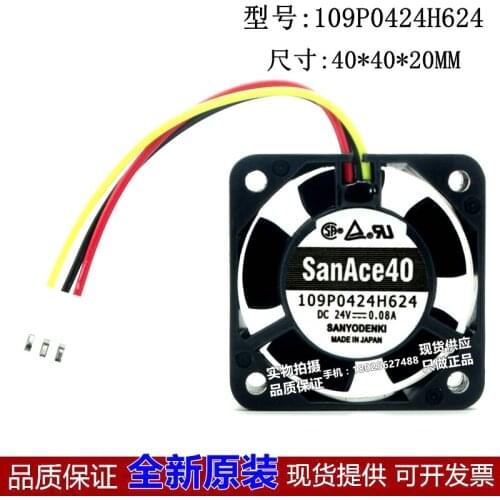 New 109P0424H624 4cm 24V 0.08A 40*40*20MM three-wire axial fan with detection and alarm function