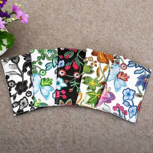 Fahion Travel Accessories 3D Embroidered Flower Passport Holder PU Leather Travel Passport Cover Case Card ID Holders 14.2*9.6cm