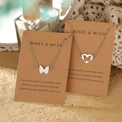 Mother Daughter Necklaces Set 2Pcs Mommy And Me Matching Stainless Steel Butterfly Jewelry Gift Mother Day Necklace 2021 Trend