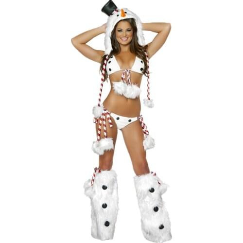 Sexy Snow White Penguin Suit Adult Christmas Cosplay Snowman Costumes