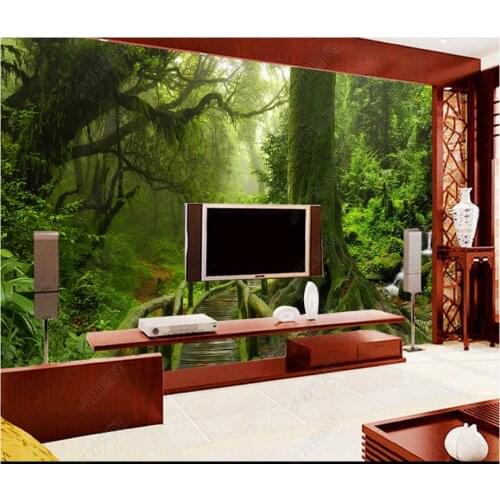 Custom photo wallpaper for walls 3 d murals Green big tree landscape tropical rain forest woods forest background wall papers