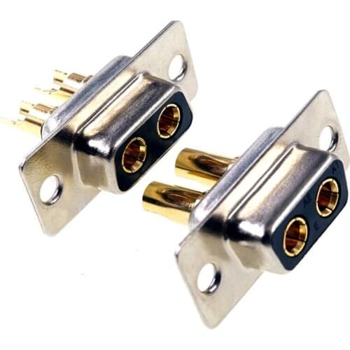 20pcs D-Sub Connector 30 A High Power 2 Position 2 Pin Combo Socket Receptacle Female Machined 2W2 Gold Panel Mount Wire Solder