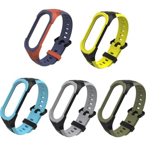 Watch Bands Silicone Replacement Bracelet Compatible Xiaomi Mi Band 3 / 4 / 5 / 6 Two-Color Sport Adjustable Strap