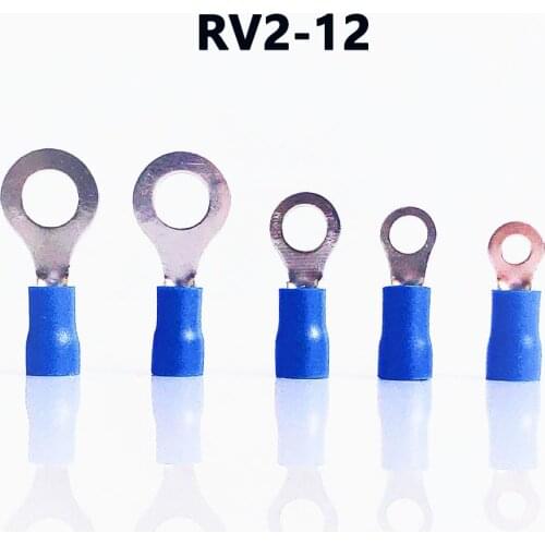 RV2-12 BLUE color Ring insulated terminal suit 1.5-2.5mm2 Cable Wire Connector cable Crimp Terminal 100PCS/Pack Free shipping