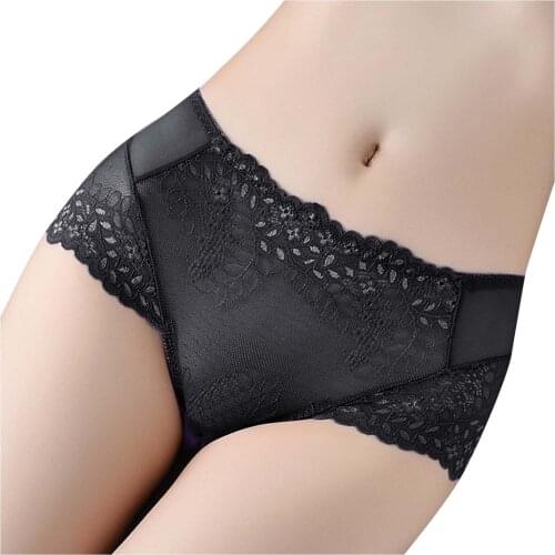 Sexy Women Lace Panties Underwear Lace Briefs Transparent Plus Size Floral Bow Soft Lingerie Seamless Hollow Underwear Pantys