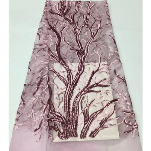 5yards/pc) Classical design newest arrival African sequins French net lace pink tulle lace fabric for attractive dress FSS315