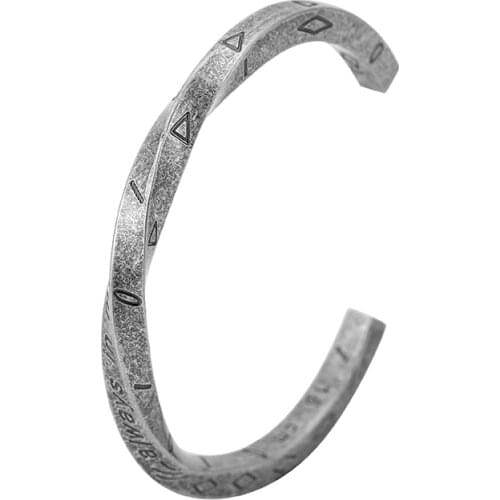 Vintage Hiphop Cool Punk Bangle Titanium Ethnic Viking Style Geometric Bracelet For Men