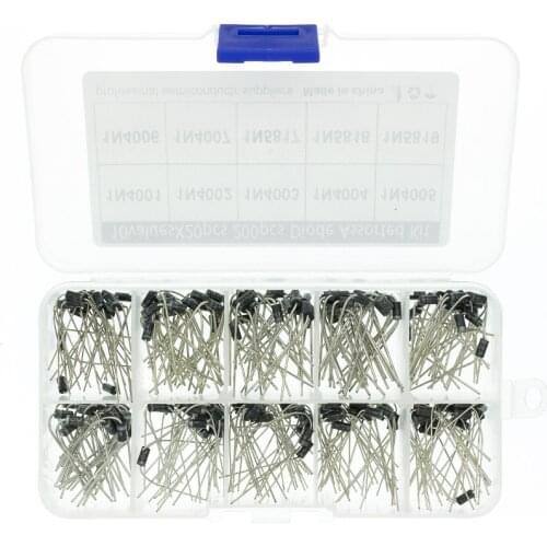 10 Values x20 200pcs Rectifier Diode Schottky Assortment Electronic kit 1N4001~1N4007 1N5817 1N5818 1N5819 With storage Box
