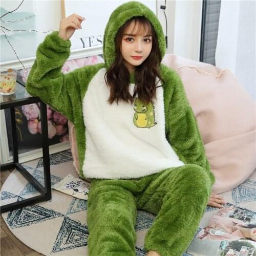 Women Flannel Sleepwear Sets Girls Cute Pajamas Set Warm Thick Long Sleeve Pijamas Mujer Home Clothing Leisure Winter Night Suit