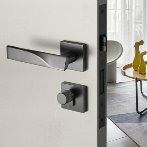 Gold European Style Door Lock Indoor Bedroom Mute Split Modern Solid Wood Room Door Lock Black Steel Brushed Security Door Lock