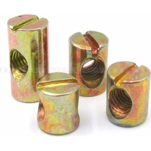 100pcs M6x13Lx10D M6x15Lx10D Bed Bolt Nut Barrel Nut Cross Dowel Beds Cots Furniture Nut