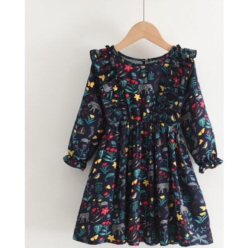 2021 Autumn Flower Summer Dress Girl Clothing Long Sleeve Prom Dress Children Clothes Girl Floral Dress For Girls For 3-8 Age