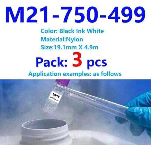 3pack M21-750-499 High Adhesion Cloth Label Tape Nylon film Black On White for BMP21 Plus ID PAL LABPALM21 750 499 Label Maker