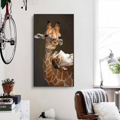 Abstract Cartoon Deer Canvas Painting on The Wall Art Cute Animals Picture Cuadros for Living Room Aisle Nordic Posters Print