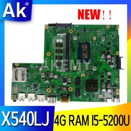 Akmey X540LJ motherboard For Asus X540LJ X540L F540L R540L Laptop motherboard 4G RAM I5-5200U GT920M-2GB REV2.1 Test work 100