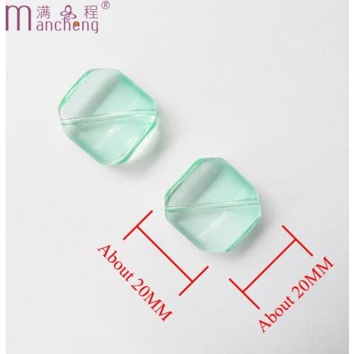 Acrylic Loose beads 10 Beads/ Lots DIY Handmade 20*20MM Irregular SquareTransparent Blue Acrylic Loose beads Handmade Accessorie