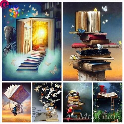 5D DIY Diamond Embroidery Full Display Book Scenic Full Square Round Diamond Painting Cross Stitch Rhinestone Mosaic Home Decor