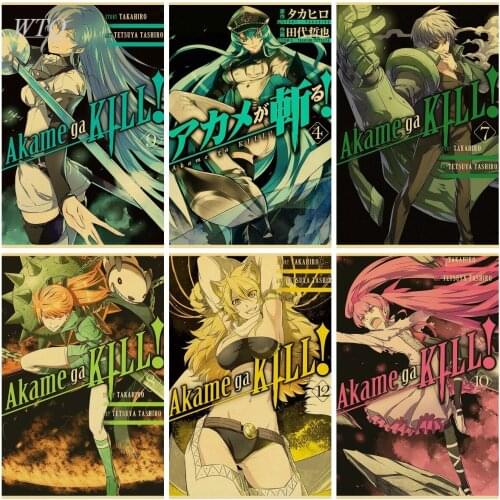 Akame Ga KILL Anime Posters Retro Poster Canvas Painting Wall Poster Wall Art Picture Home Decor Photos for Childrens Room