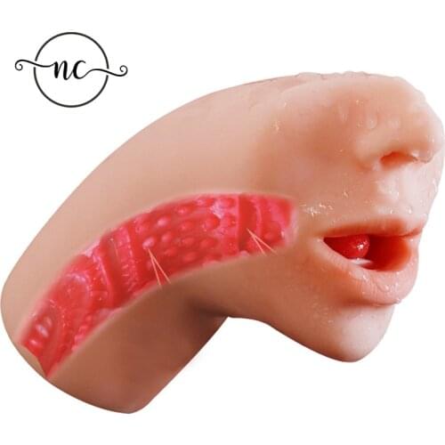 Male Masturbation Cup Realistic Mouth Oral Sex Masturbator Sex Toy Deep throat Soft Rubber Pocket Pussy Adult sex toys