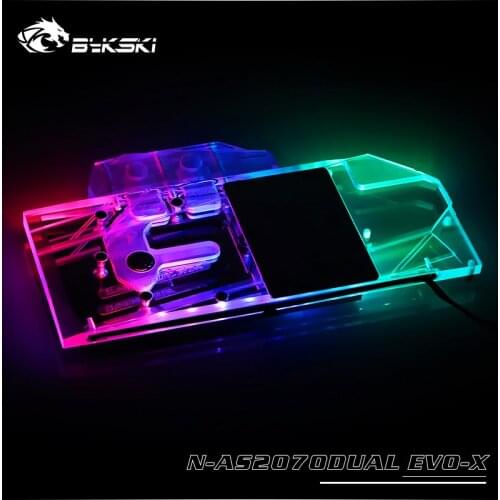 BYKSKI Gpu Water Cooling Block N-AS2070DUAL EVO-X,for DUAL RTX2070 O8G EVO/RTX 2060S A8G EVO /5V 3PIN/12V 4PIN A-RGB /RGB Light