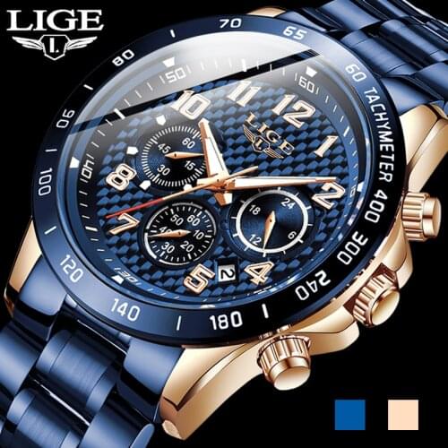 2020 New Arrival Men Watches LIGE Top Luxury Brand Sport Watch Men Chronograph Quartz Wristwatch Date Male Relogio Masculino+Box