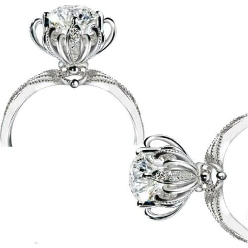 Choucong Women Luxury Jewelry Fountain 925 Sterling Silver Round Cut 5A Cubic Zirconia Sparkling Wedding Band Flower Ring Gift