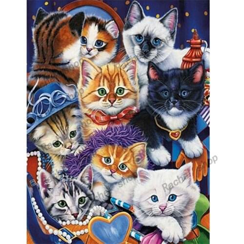 Diamond Embroidery Diy Diamond Painting Cross Stitch Kits Diamond Mosaic Cartoon Cat Full Square Diamond Embroidery DE004