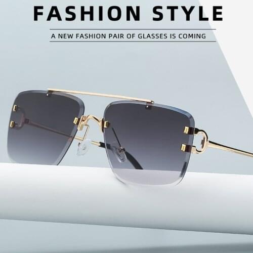 European and American trend, retro street style 2021 Sunglasses for men and women, unique style, frameless, rivets, retro, brand