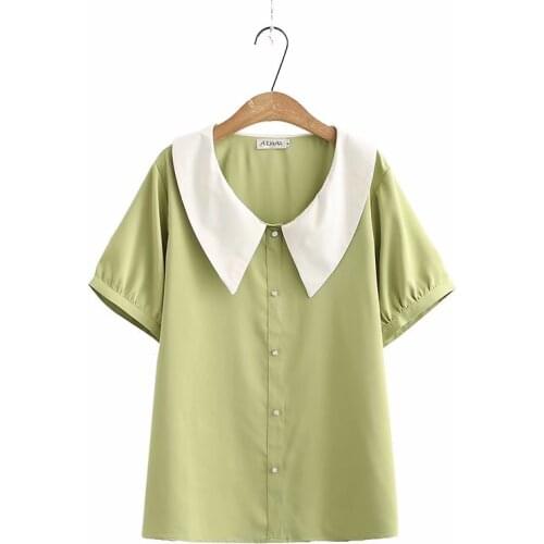 Plus size patchwork Turn-down Collar women loose tshirts 2020 new summer casual ladies short sleeve t shirts female tops t-shirt