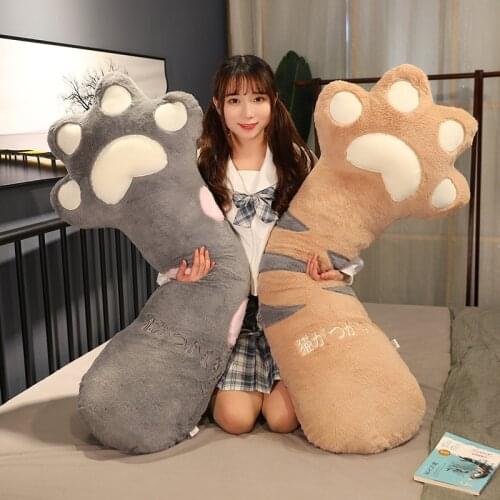 Giant Cute Cat Paw Cushion Soft Long Plush Pillow Cartoon Pink Cat Paw Comfortable Cushion Bedroom Hug Pillow Home Decoration