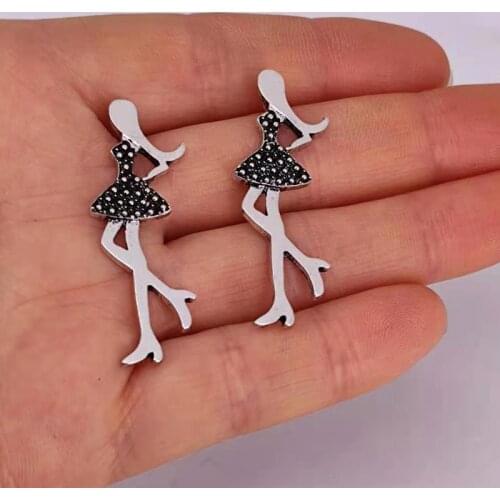 Hzew 5pcs Ancient silver color pretty girl pendant Charms for women Children