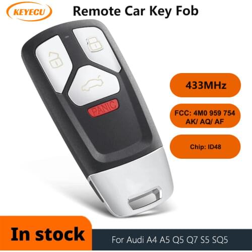 KEYECU Keyless GO Smart Remote Key Fob 315MHZ / 433MHZ for Audi TT 2016-2018 A4 A5 Q7 SQ7 2017-UP FCC ID: 4M0 959 754 AK / AQ AF
