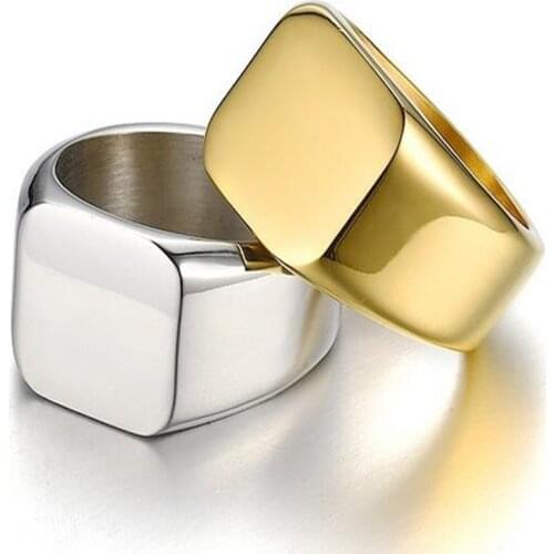 Classic Thick Gold Color Ring For Men Cocktail Party Finger Accessories Jewelry Mature Stable Design Ring Birthday Gift
