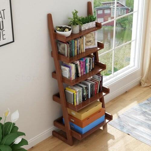 Nordic Solid Wooden Bookshelf, Simple Bathroom Balcony Shelf, Floor-type Living Room Flower Shelf, Multi-storey Kitchen Shelf