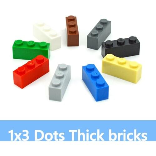 50PCS DIY Building Blocks 1*3 Dots Thick Figures Bricks 1x3 Dots Educational Creative Size Compatible With 3622 Toy for Children