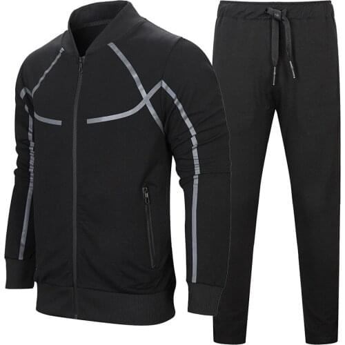 Autumn Men Running Jogging Sportswear Set Sport Suit Jacket+Pant 2 Pieces Gym Fitness Bodybuilding Breathable Male Tracksuits