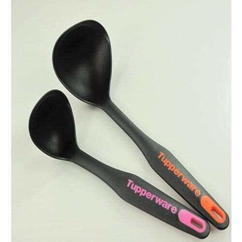Kitchen Ladle, Tupperware, 1 Ladle, 1 Mini Ladle, Easy and Convenient to Use, Black-Orange + Black-Pink Small