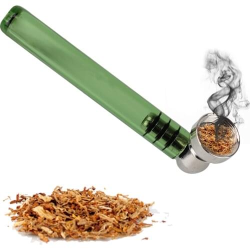 With Metal Bowl Metal Tobacco Hand Spoon Herb Pipes With Clear Handle 93MM Tobacco Pipas Premium Glass Smokeing Pipe Removable