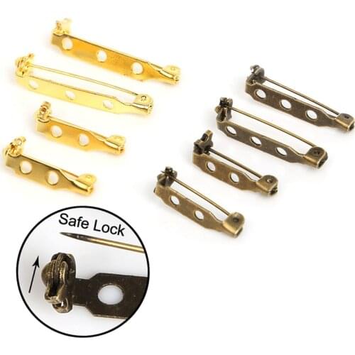 New Gold/Bronze Plated Iron Brooch Base Back Bar Badge Holder Safe Lock Brooch Pins DIY Jewelry Findings Jewelry Accessories