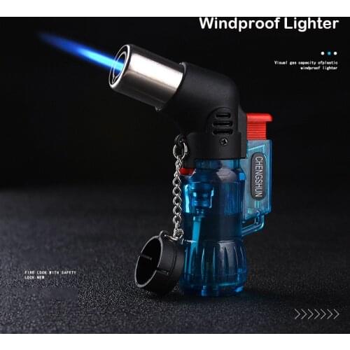 Mini Butane Jet Torch Cigarette Windproof Lighter Random Color Plastic Fire Ignition Burner Cigar Pipe Lighter Outdoor NO GAS